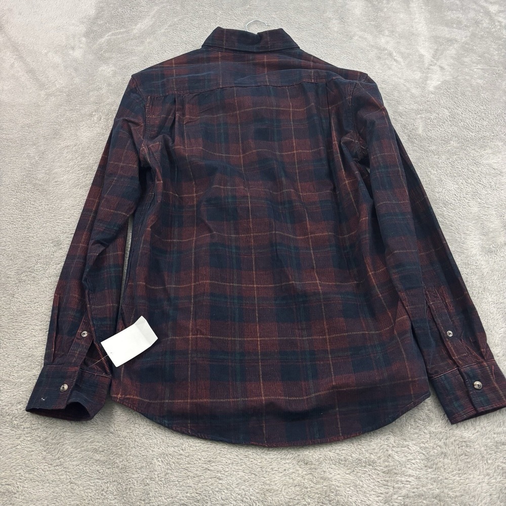 NWT 7Diamonds Peached Corduroy Button Up Shirt Mens‎ S Red Green Plaid Preppy - Picture 2 of 16